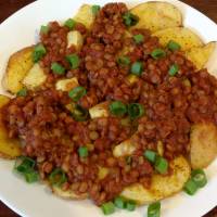 BBQ Lentils with Potato Wedges